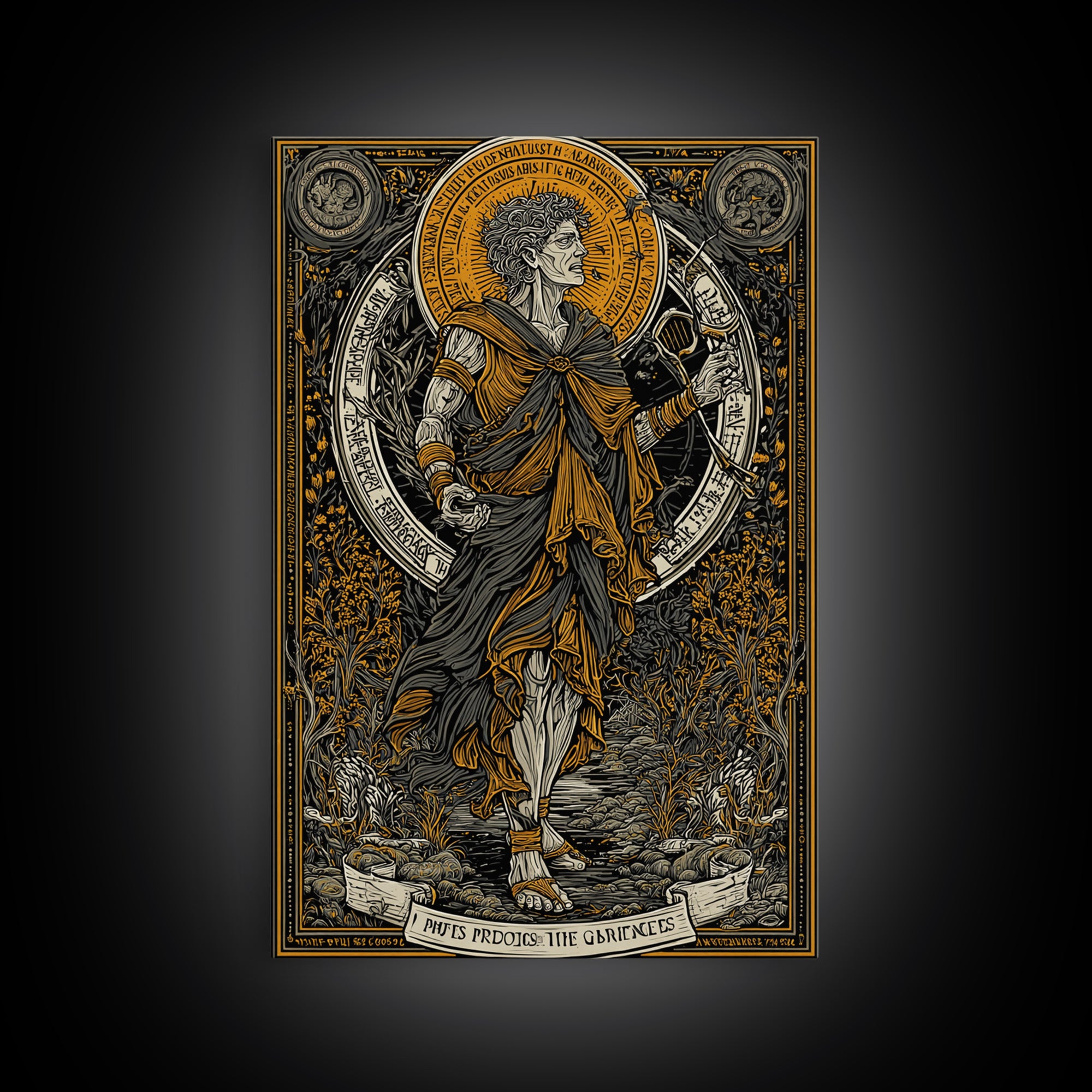 Hera Goddess On Throne With Sun Halo, Mythology Canvas Gold Canvas Print, Regal Greek Goddess Art, Real Wood Frame