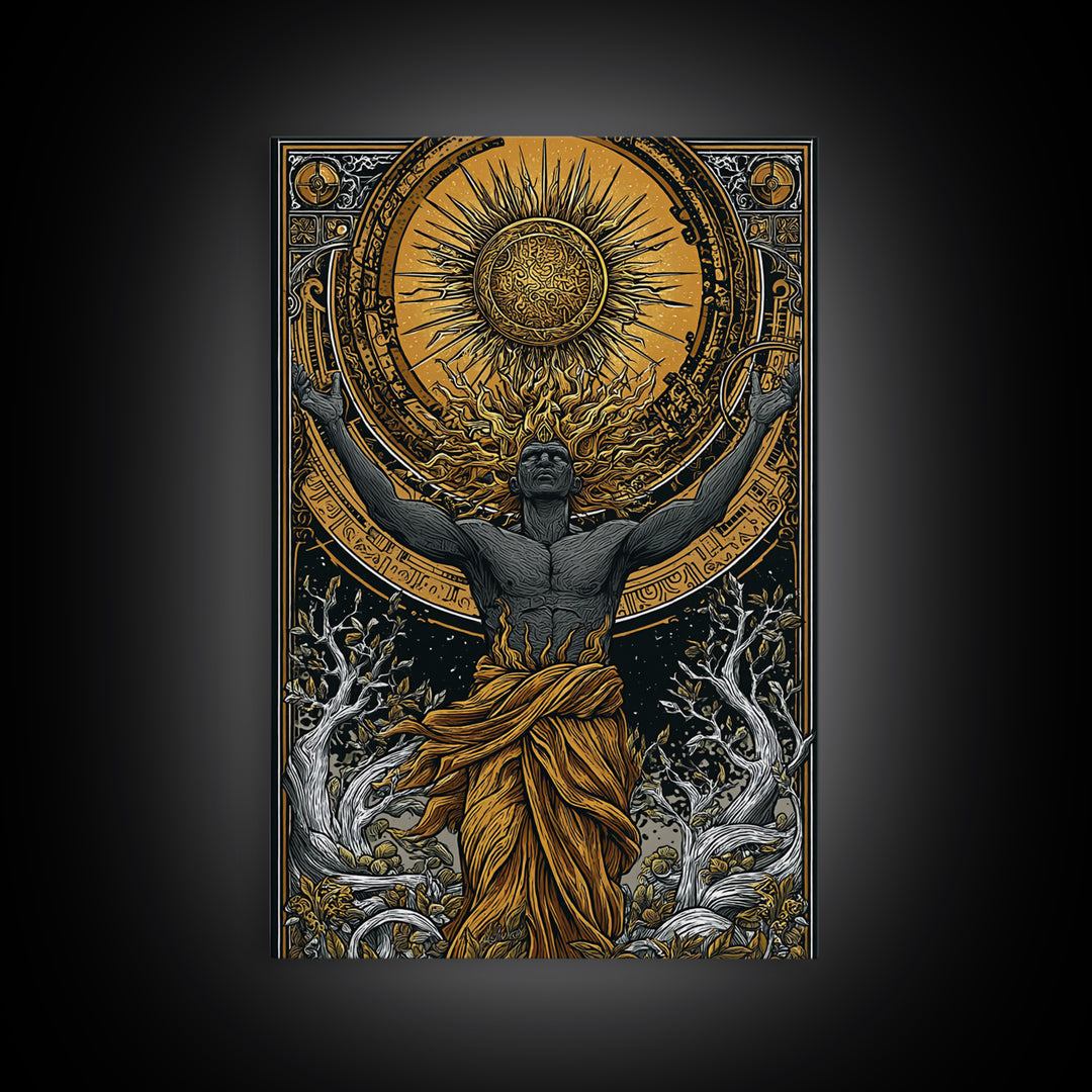 Hermes Greek God In Flight, Mythology Messenger Art, Canvas Gold Canvas Print, Ancient Greek Decor, Real Wood Frame