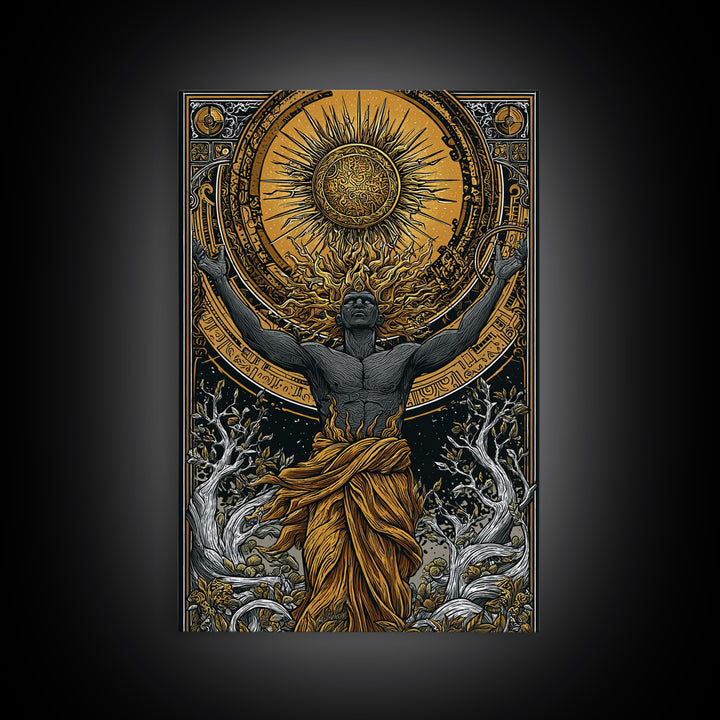 Hermes Greek God In Flight, Mythology Messenger Art, Canvas Gold Canvas Print, Ancient Greek Decor, Real Wood Frame