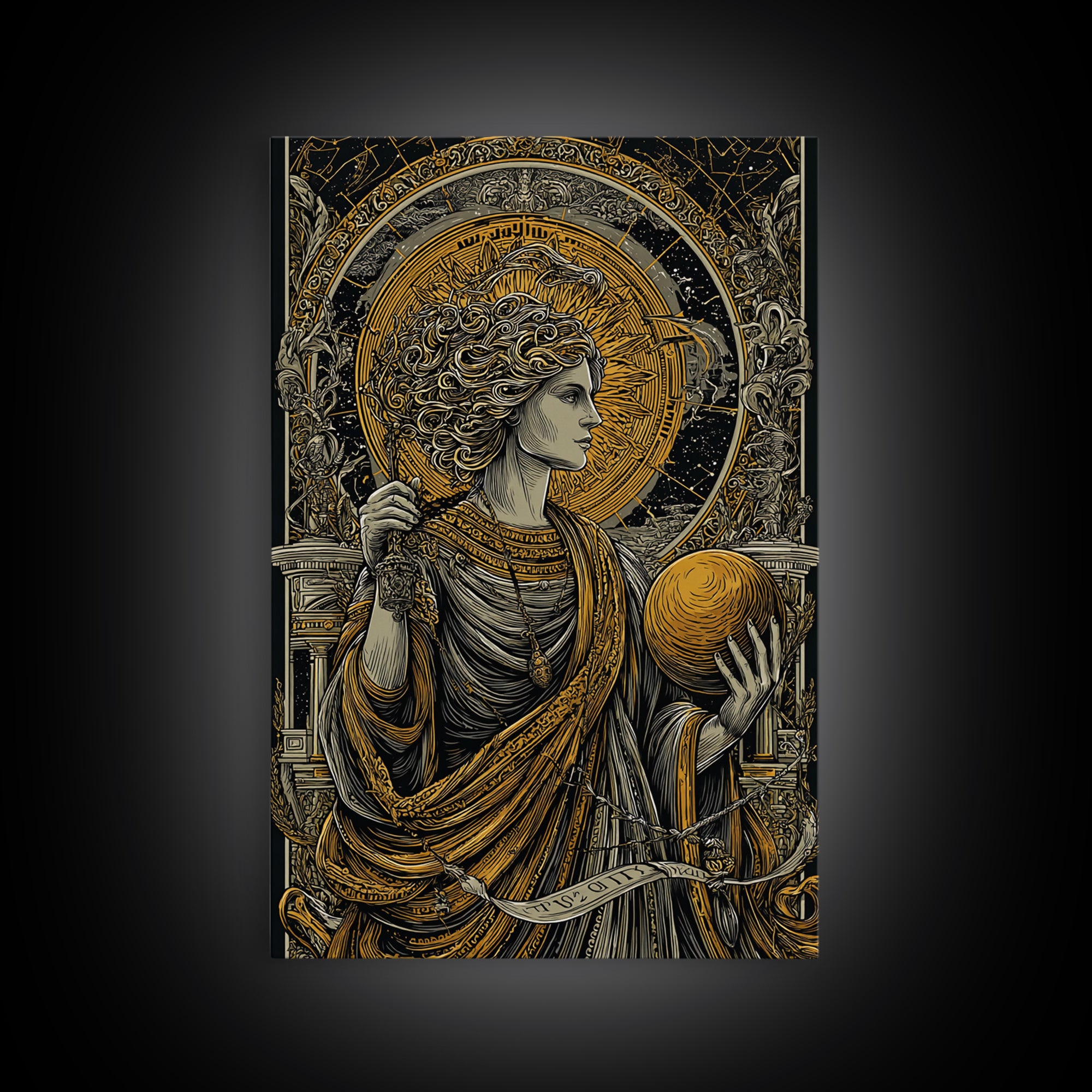 Hermes God Of Travel And Speed, Greek Mythology Art, Canvas Gold Canvas Print, Ancient Messenger Decor, Real Wood Frame