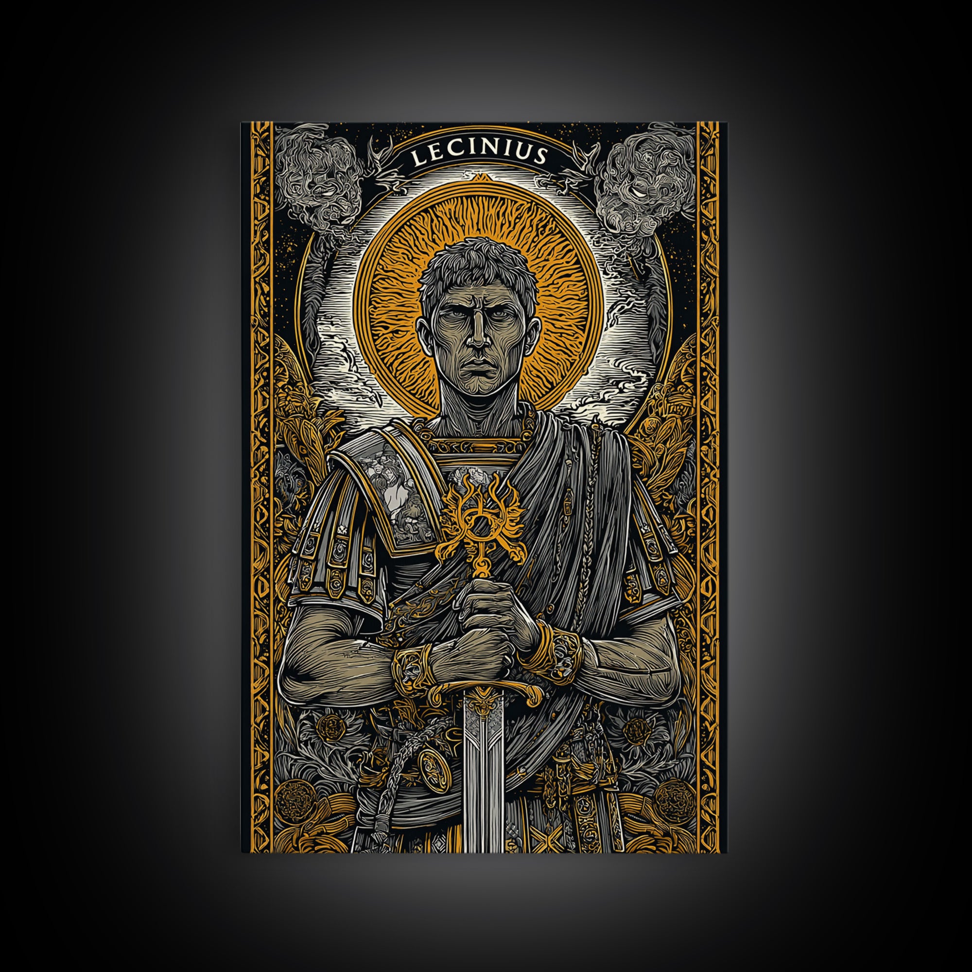 Hestia With Eternal Flame, Goddess Of Hearth, Greek Mythology Canvas Gold Art, Fire Goddess Wall Print, Real Wood Frame