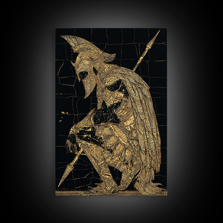 Snake Goddess Medusa Canvas Gold Canvas Print, Mythology Wall Art, Serpent Monster Artwork, Ancient Fantasy Decor Real Wood Frame