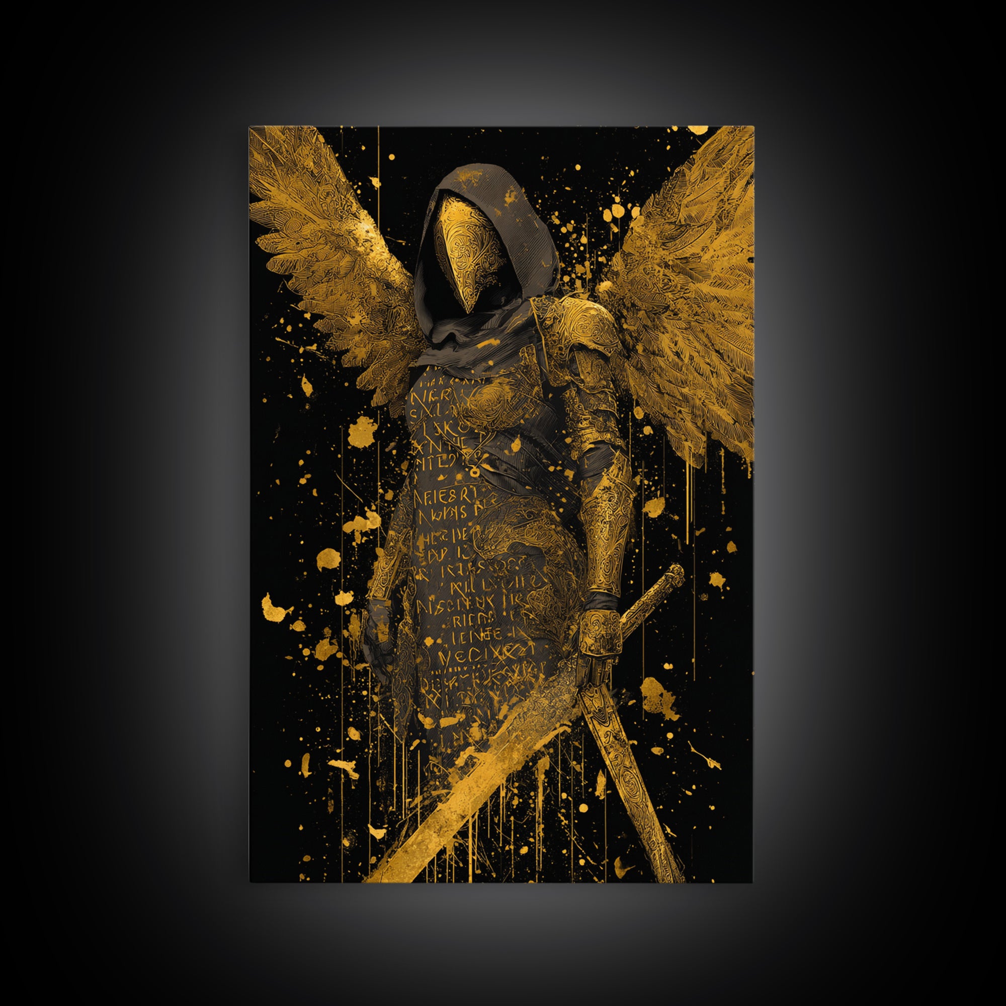 Medusa Serpent Head Canvas Gold Canvas Print, Classical Myth Wall Art, Ancient Monster Artwork, Legendary Creature Decor Wood Frame