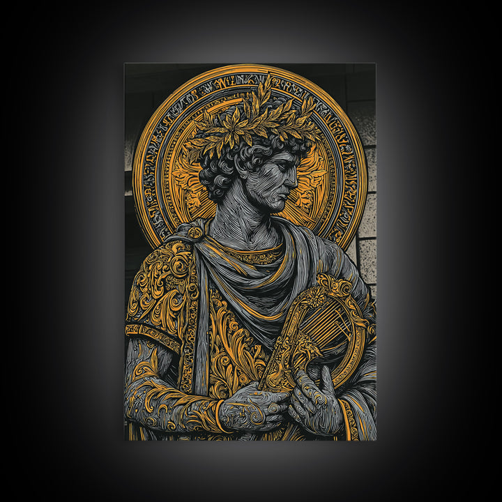 Gorgon Serpent Head Canvas Gold Canvas Print, Medusa Mythology Art, Ancient Creature Wall Decor, Legendary Fantasy Artwork Frame