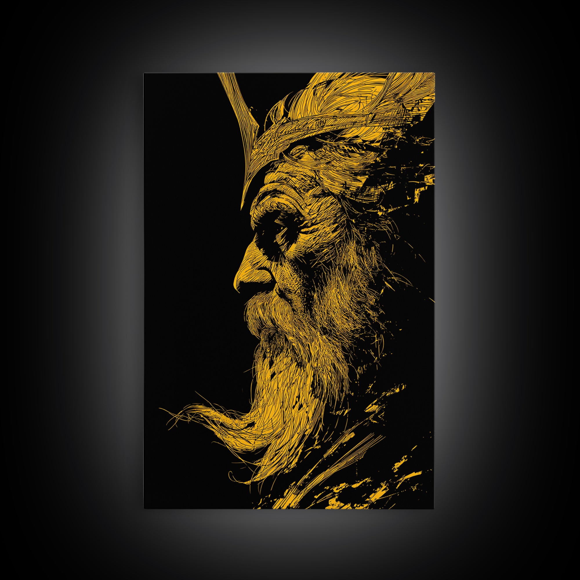 Canvas Gold Canvas Print, Abstract Face Art, Luxury Modern Wall Decor, Surreal Lips Artwork, Real Wood Frame Home Art