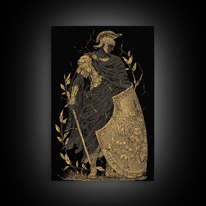 Chariot Goddess Canvas Gold Canvas Print, Ancient Mythology Art, Real Wood Frame, Celestial Wall Decor, Luxury Artwork