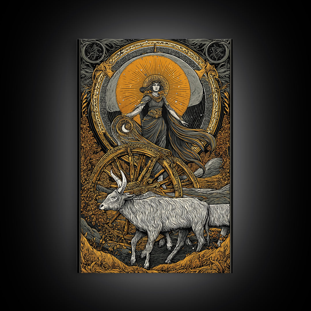 Rhea Canvas Gold Canvas Print, Titaness Mother Goddess Art, Real Wood Frame, Ancient Greek Decor, Mythology Artwork