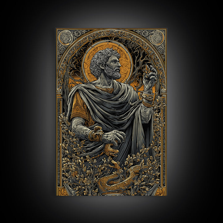 Seneca Canvas Gold Canvas Print, Roman Philosopher Art, Real Wood Frame, Classical Wall Decor, Ancient Canvas Artwork
