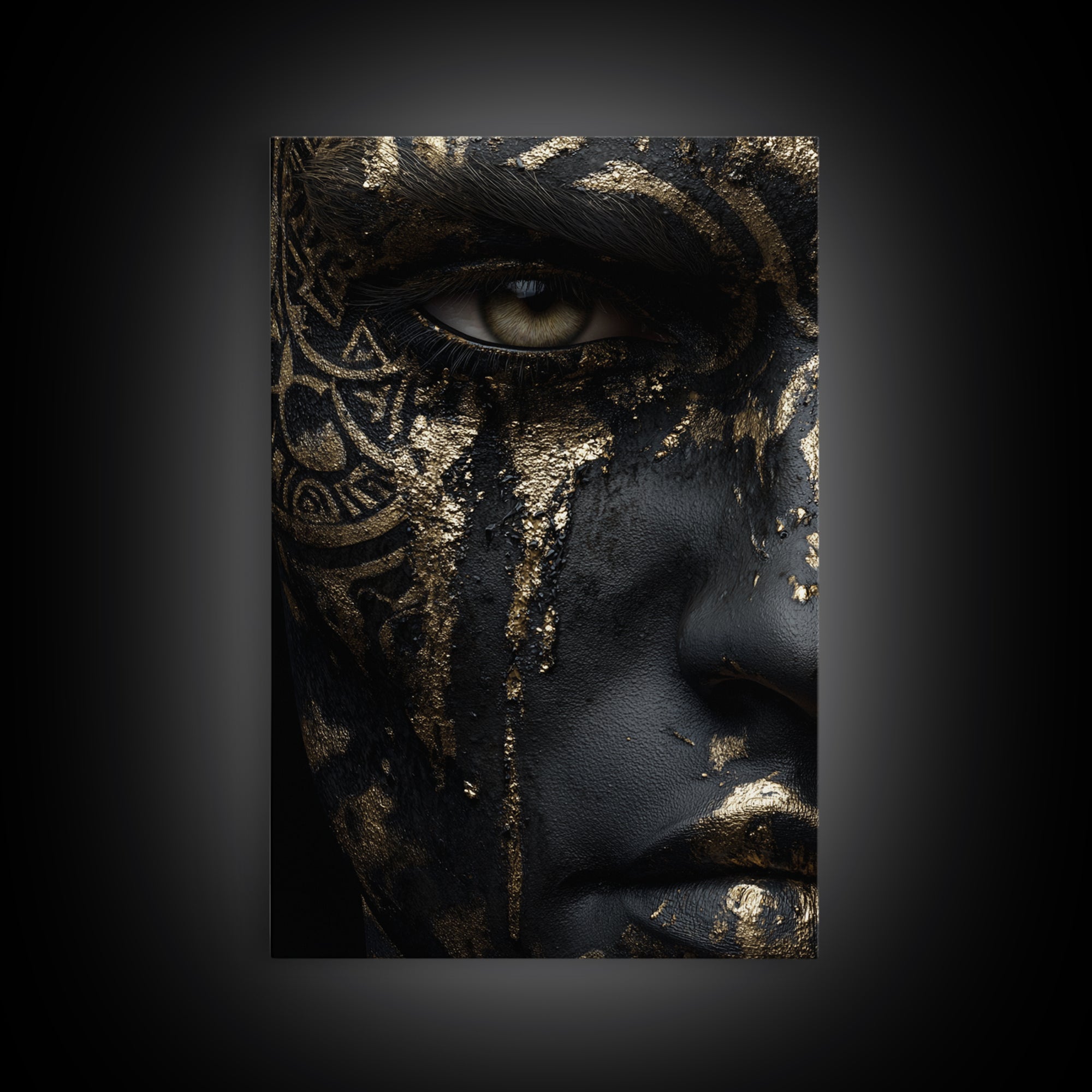 Roman Warrior Canvas Gold Canvas Print, Mythology Wall Art, Luxury Home Decor, Ancient History Artwork, Real Wood Frame
