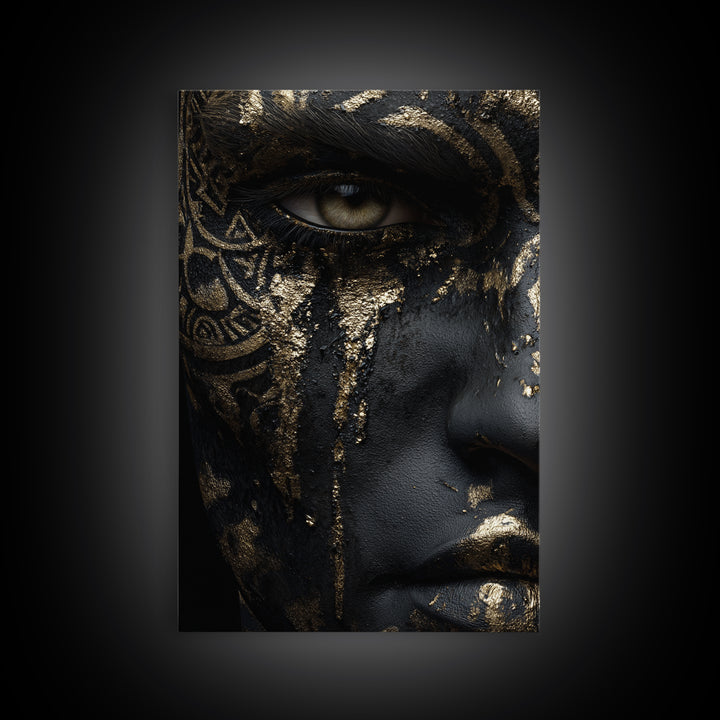 Roman Warrior Canvas Gold Canvas Print, Mythology Wall Art, Luxury Home Decor, Ancient History Artwork, Real Wood Frame