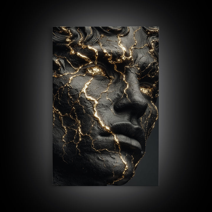 Emperor Portrait Canvas Gold Canvas Print, Ancient Roman Wall Art, Museum Style Home Decor, Classical Warrior Artwork, Wood Frame