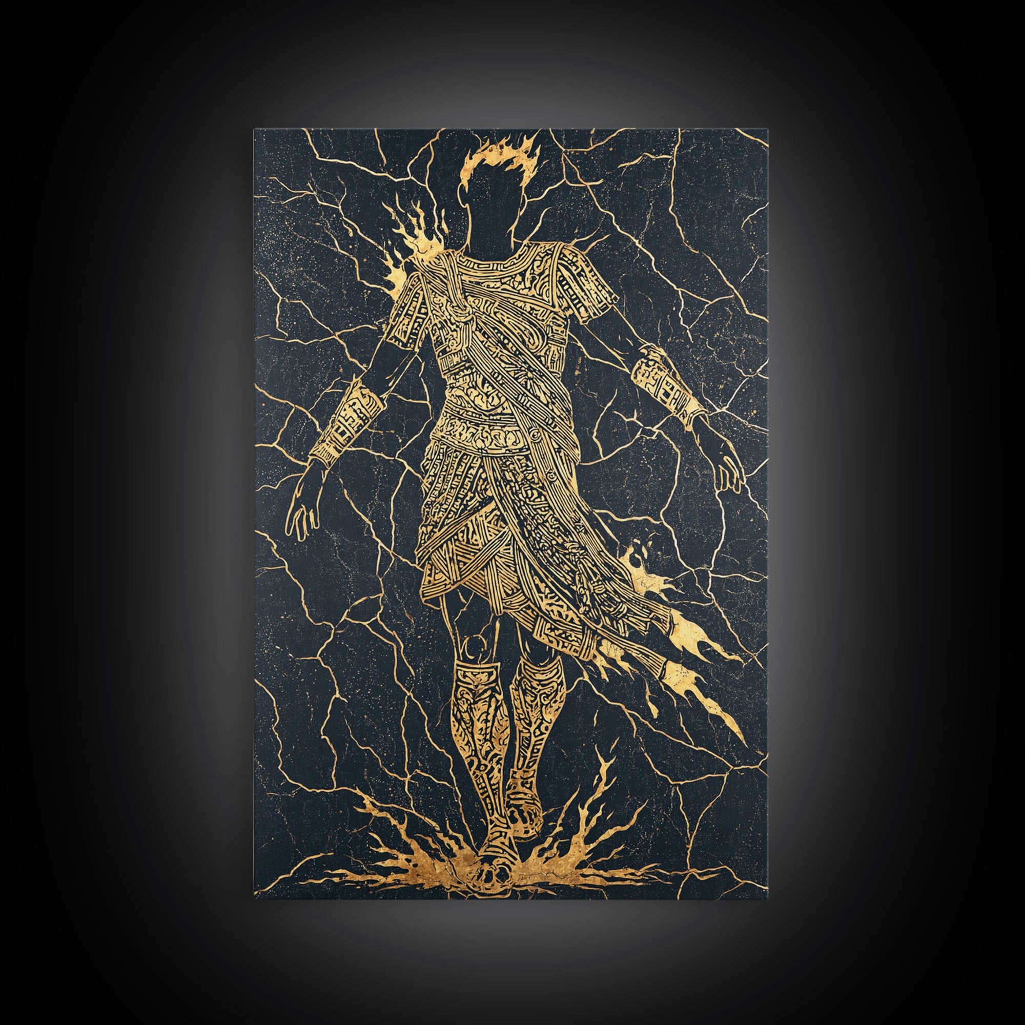 Mythology Inspired Canvas Gold Canvas Print, Roman Emperor Wall Art, Historical Home Decor, Ancient Regal Artwork, Real Wood Frame