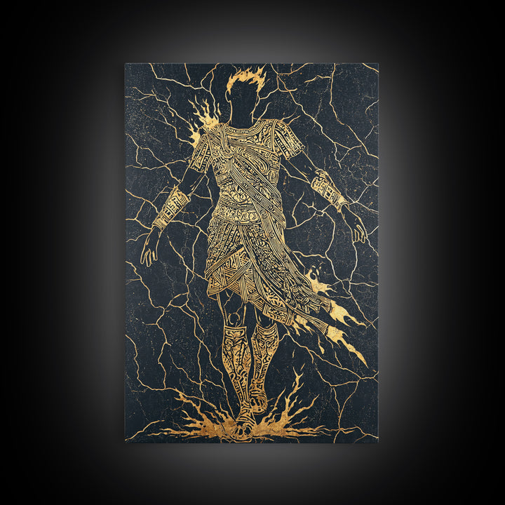 Mythology Inspired Canvas Gold Canvas Print, Roman Emperor Wall Art, Historical Home Decor, Ancient Regal Artwork, Real Wood Frame