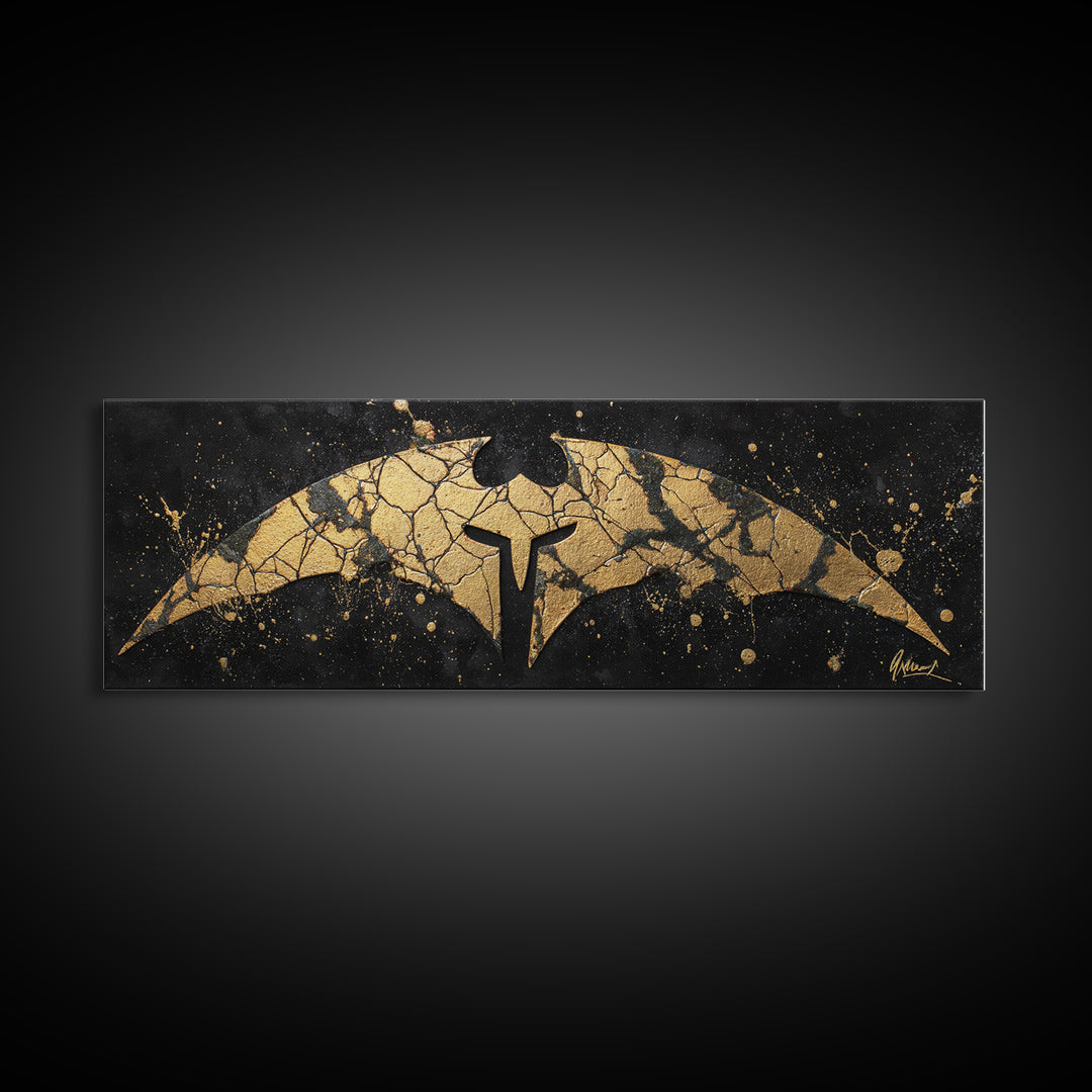 Spartan Helmet Emblem, Abstract Mythology Symbol Decorative Artwork, Gold Canvas Print, Real Wood Frame Warrior Wall Art