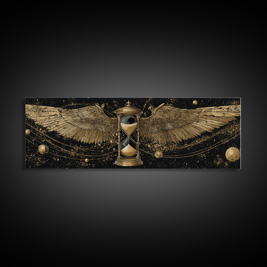 Astraeus Titan Of Stars Artwork, Greek Mythology Gold Canvas Print, Celestial Titan Wall Art, Real Wood Frame