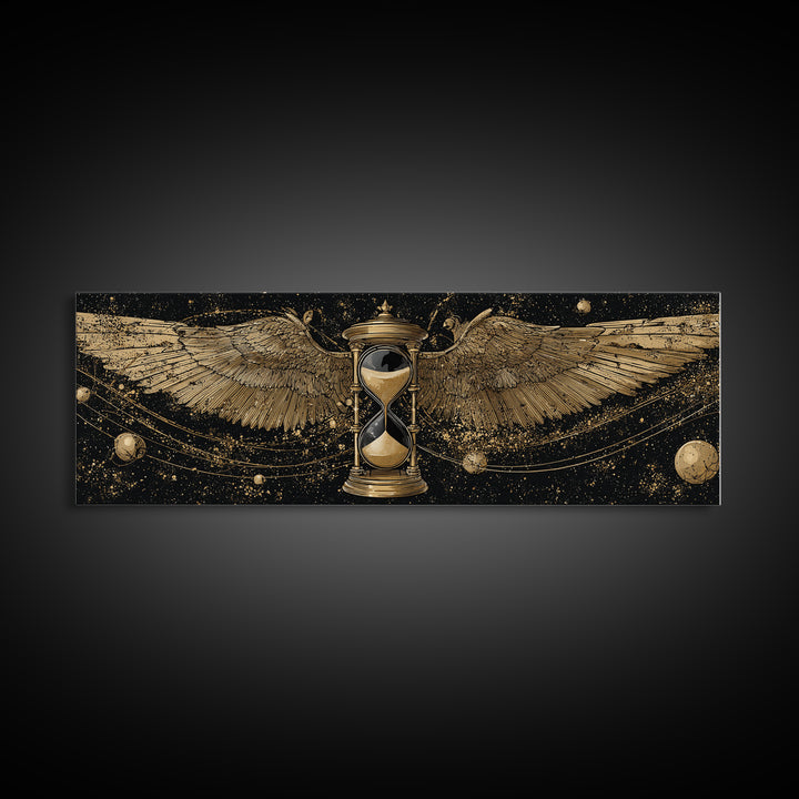Astraeus Titan Of Stars Artwork, Greek Mythology Gold Canvas Print, Celestial Titan Wall Art, Real Wood Frame