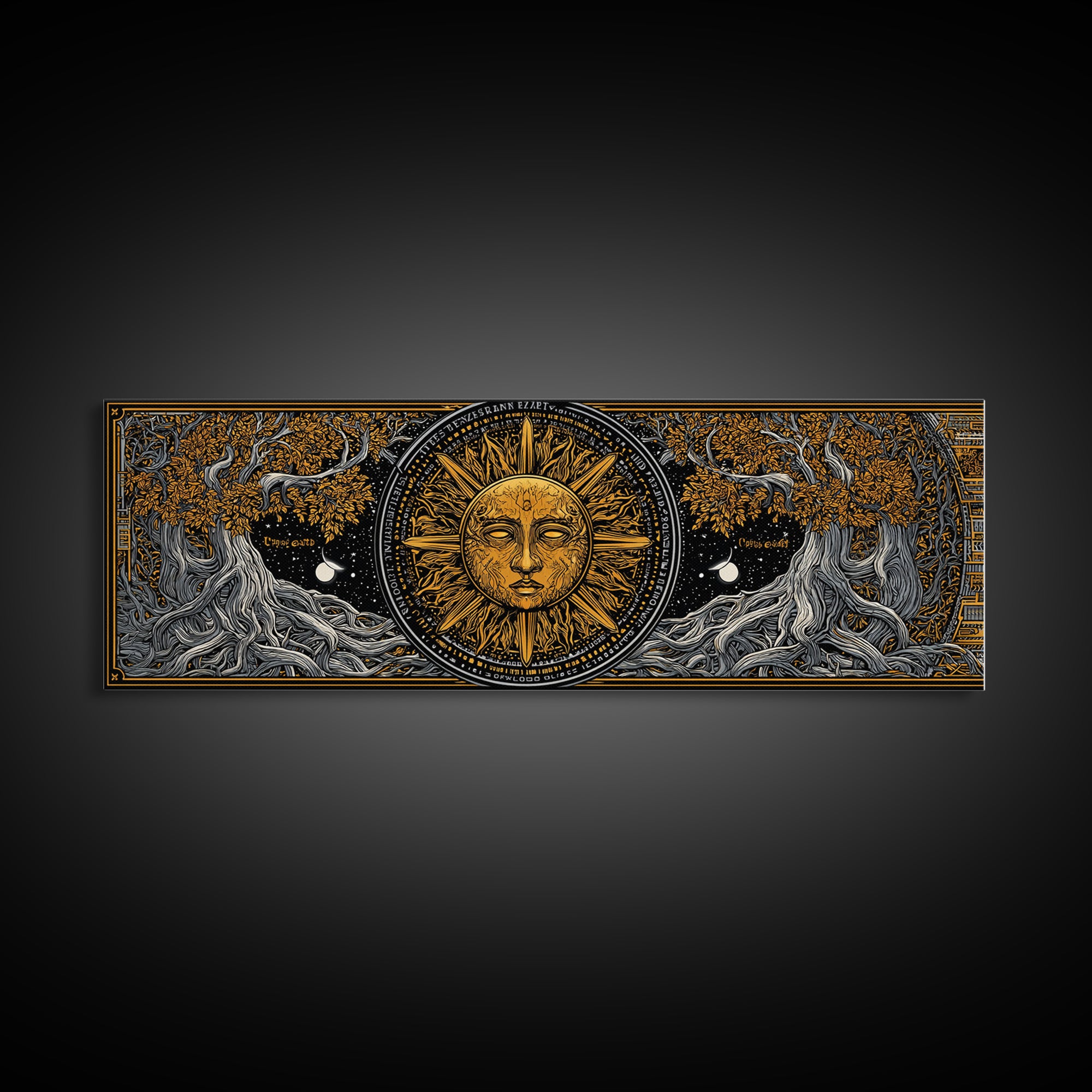 Coeus Titan Of Intellect Artwork, Greek Mythology Inspired Gold Canvas Print, Ancient Titan Wall Art, Real Wood Frame