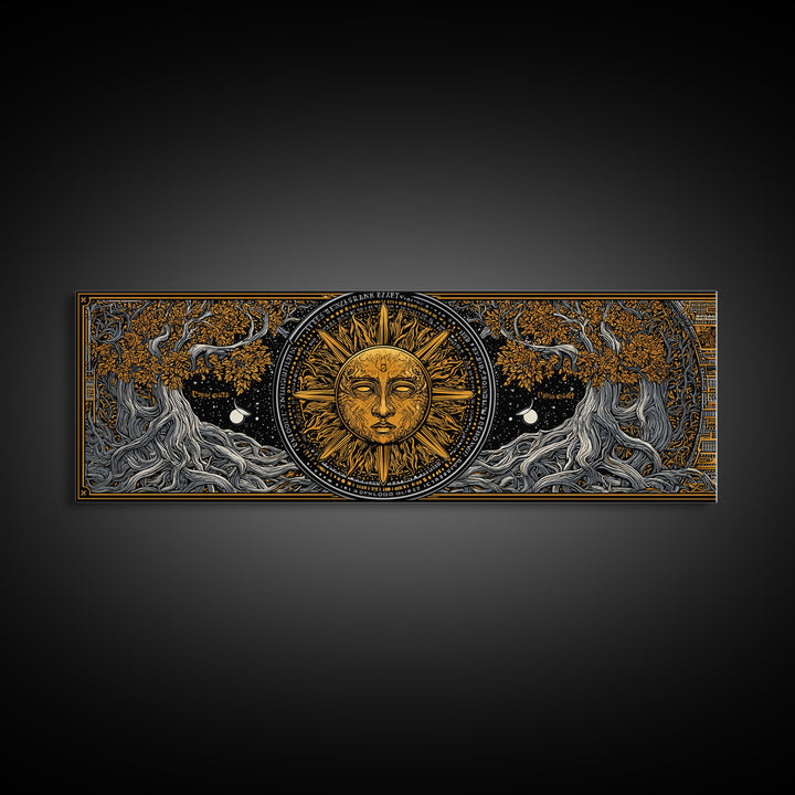 Coeus Titan Of Intellect Artwork, Greek Mythology Inspired Gold Canvas Print, Ancient Titan Wall Art, Real Wood Frame