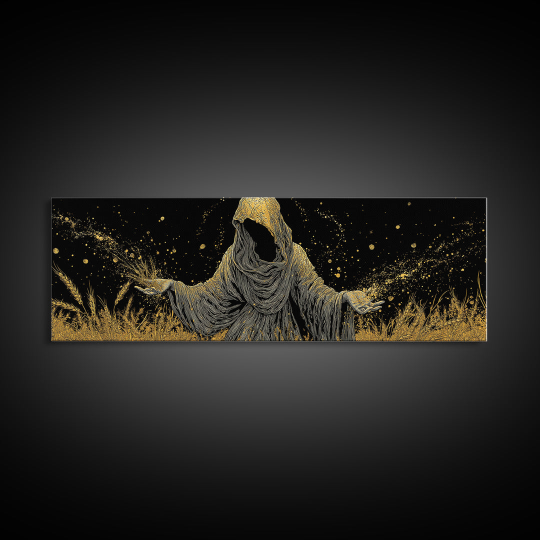 Demeter Goddess Of Harvest, Ancient Greek Mythology Gold Canvas Print, Nature Goddess Wall Art, Real Wood Frame