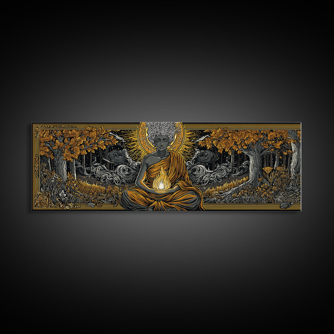 Hestia Gold Canvas Print, Greek Goddess Of Hearth And Fire, Mythology Wall Art, Real Wood Frame, Unique Luxury Home Decor