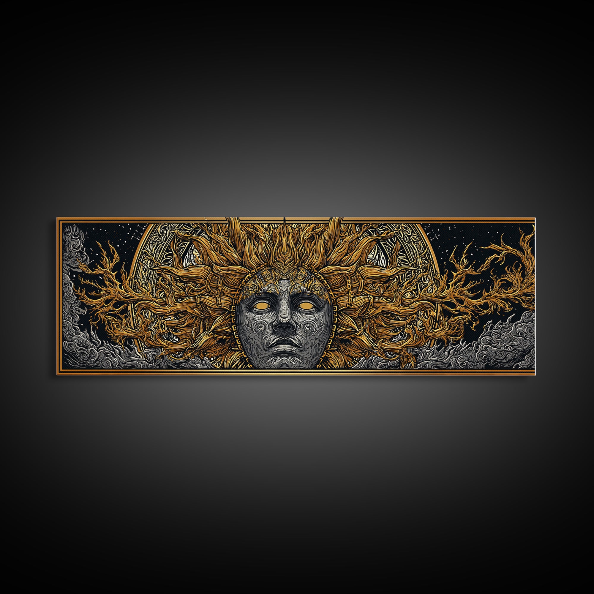 Prometheus God Gold Canvas Art, Mythology Inspired Wall Print, Real Wood Frame Canvas Print, Regal Decor Statement Piece