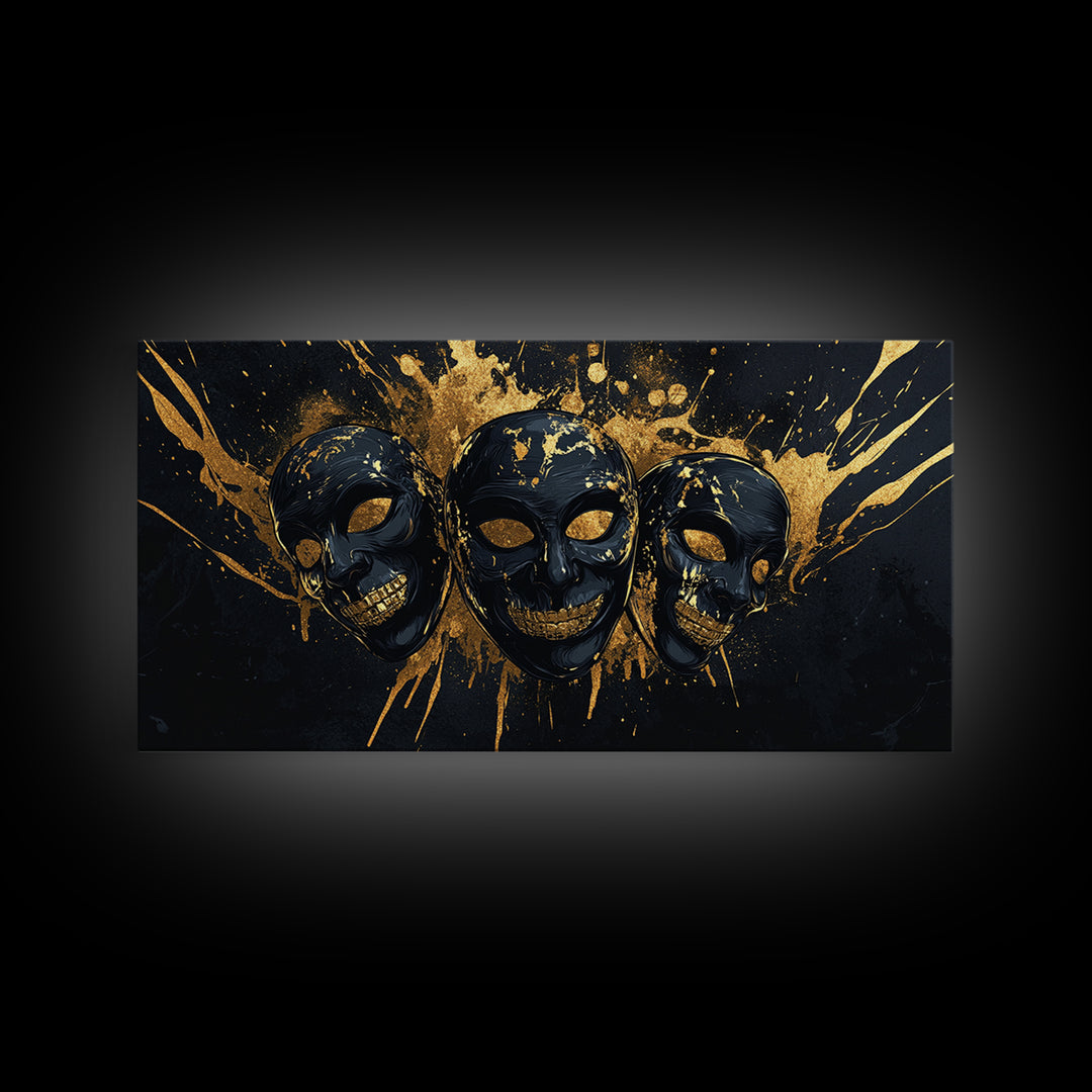 Sacred Goddess Gold Canvas Print, Ornate Splatter Art On Canvas, Real Wood Frame Wall Décor, Mystical Divine Artwork