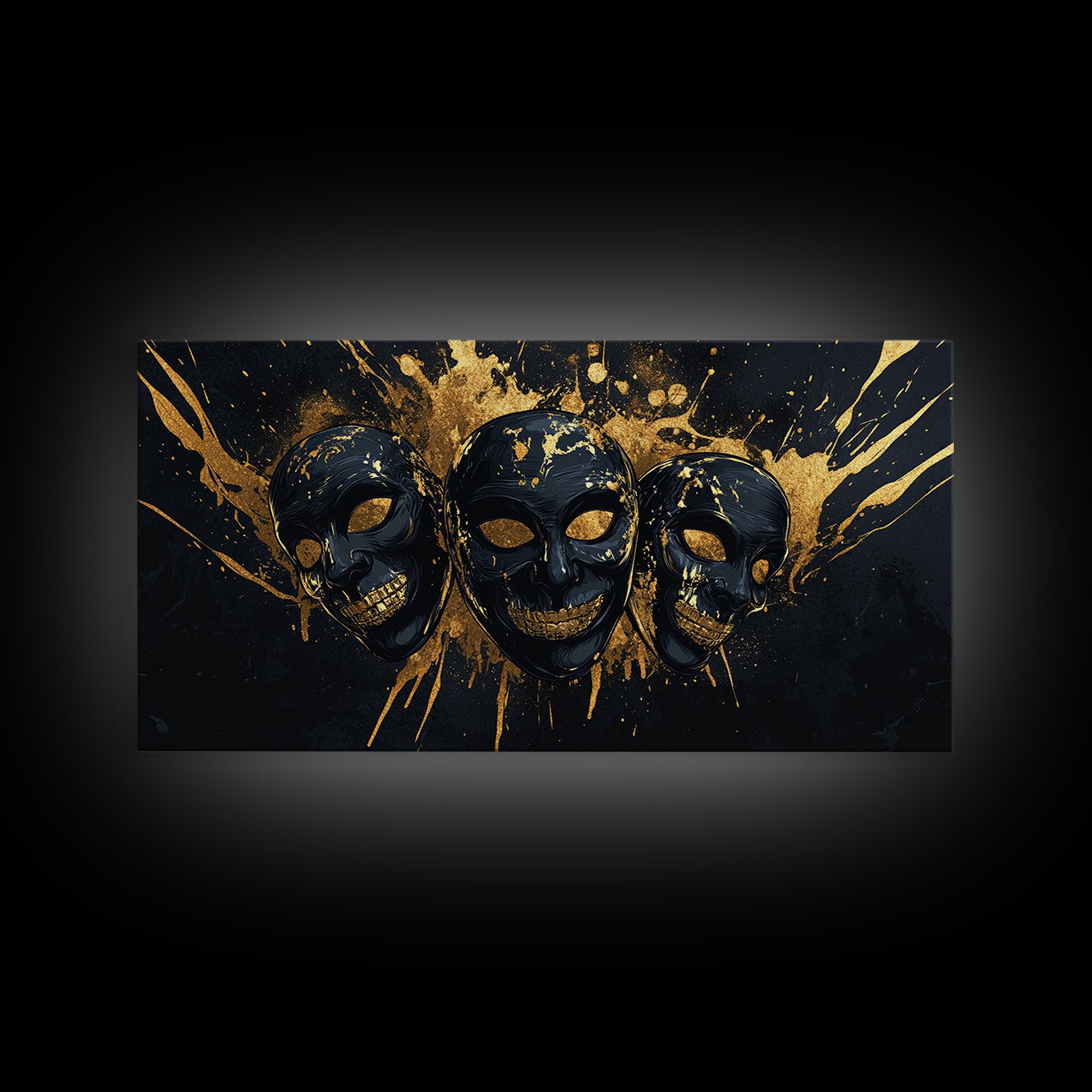 Sacred Goddess Gold Canvas Print, Ornate Splatter Art On Canvas, Real Wood Frame Wall Décor, Mystical Divine Artwork