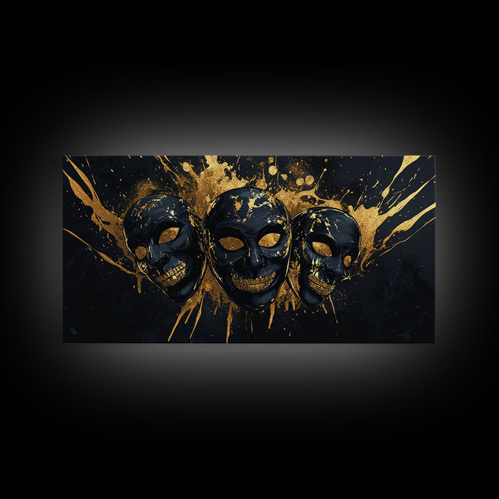 Sacred Goddess Gold Canvas Print, Ornate Splatter Art On Canvas, Real Wood Frame Wall Décor, Mystical Divine Artwork