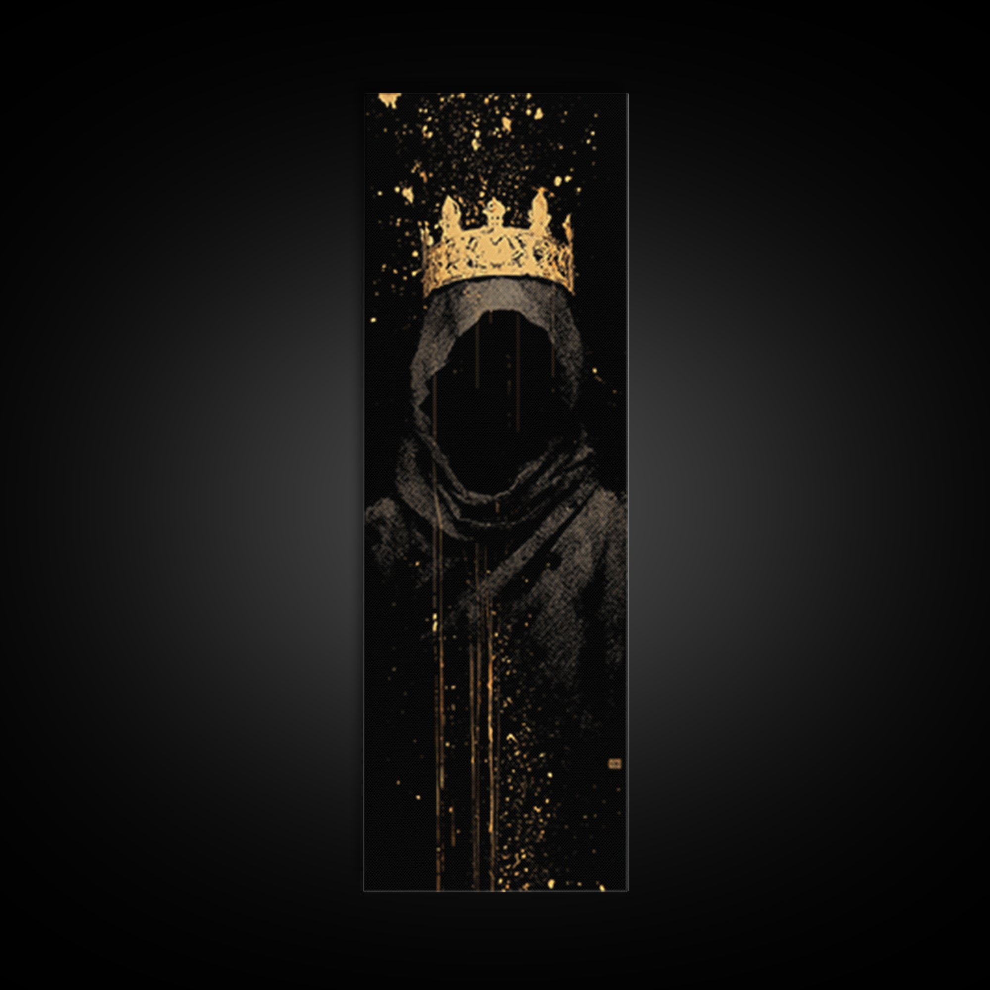 Shadow King Norse Ruler Canvas Gold Art Canvas Art, Nordic Mythology Viking Decor for Man Cave, with rustic wood frame
