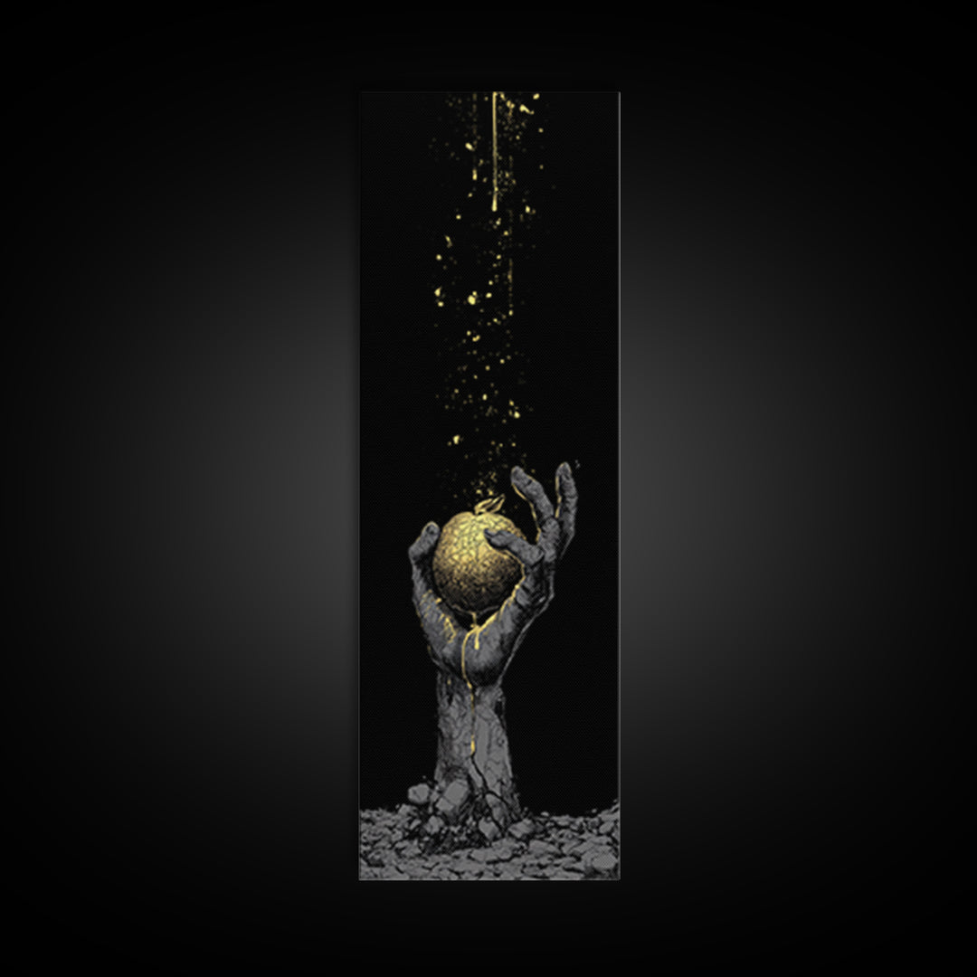 Golden Apple of Idunn Canvas Gold Art Canvas Art, Norse Mythology Viking Decor for Dad Gift or Office, in real wood frame