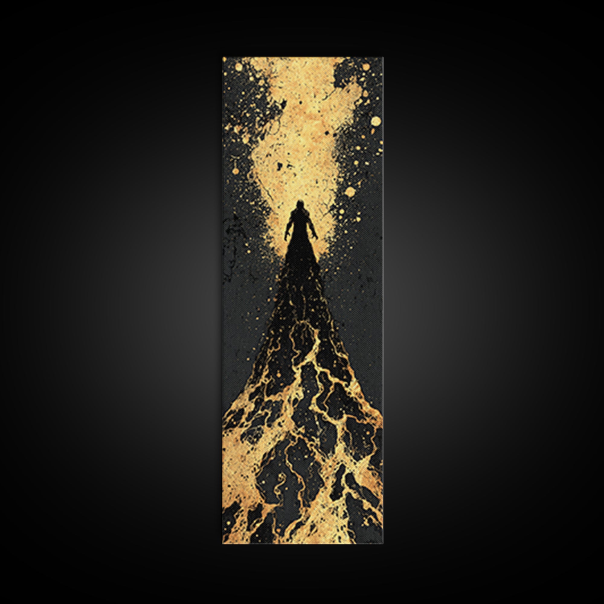 Ascendant Warrior Norse Canvas Gold Art Canvas Art, Viking Mythology Wall Decor for Man Cave or Office, with wood framing