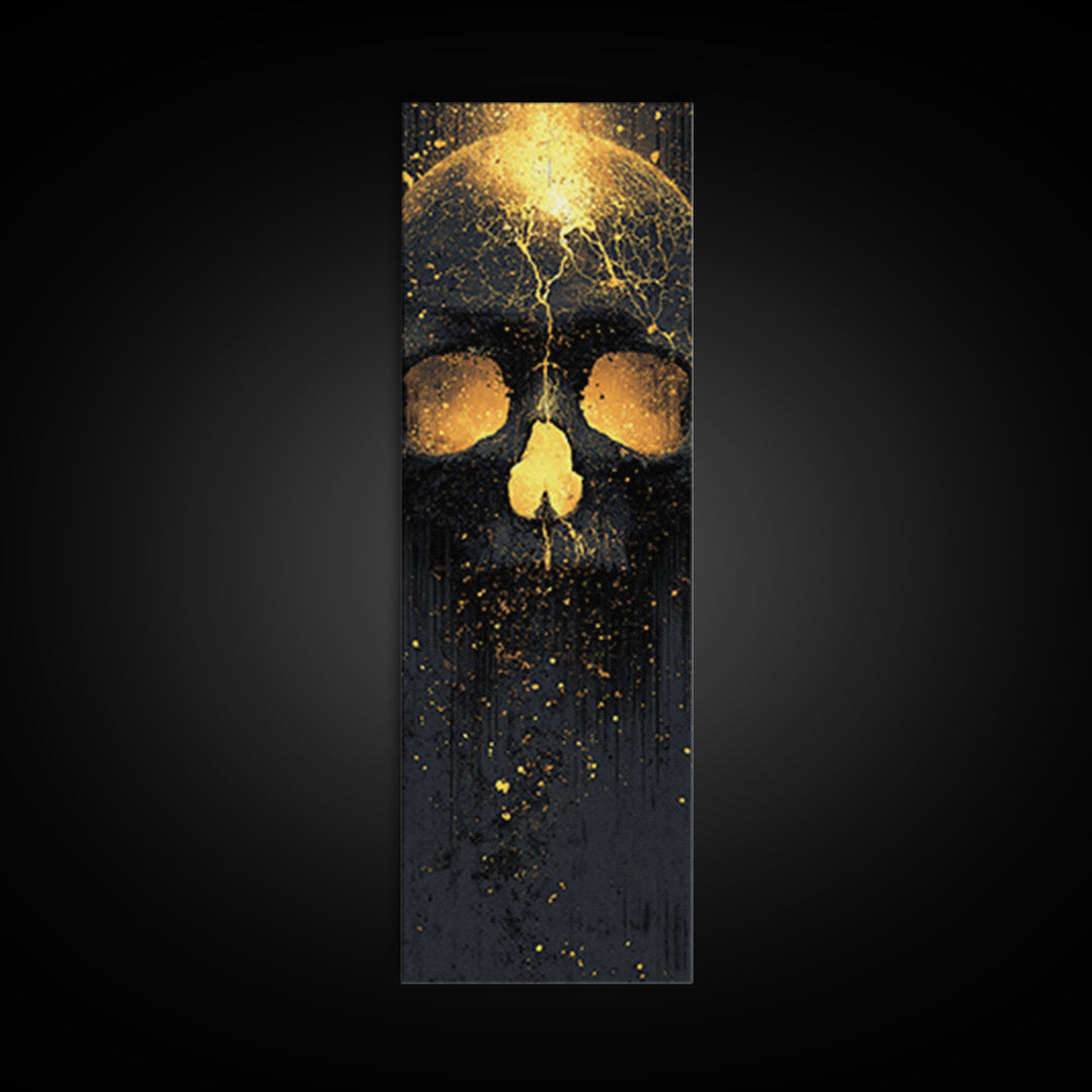Skull of Ragnarok Canvas Gold Art Canvas Art | Norse Mythology Wall Decor for Man Cave or Office | Viking Style Frame in Real Wood