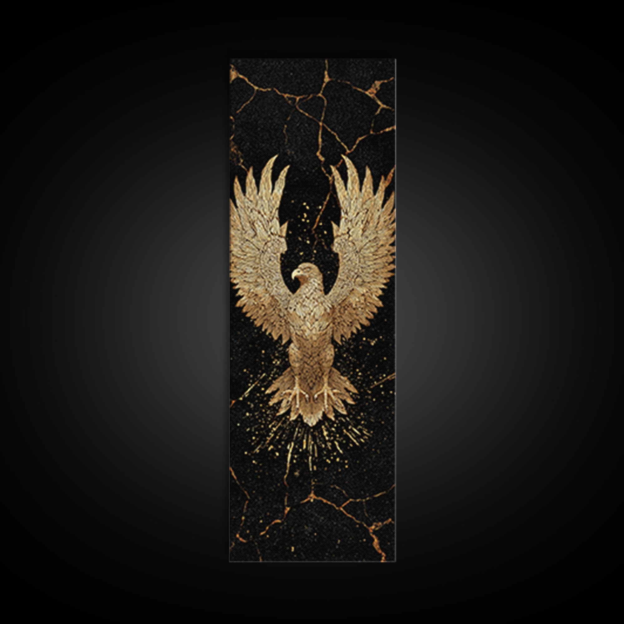Golden Eagle Nordic Wall Art, Wood Framed Canvas Art, Canvas Gold Art, Gold Leaf, Gold Foil Art
