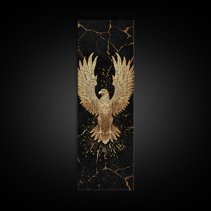 Golden Eagle Nordic Wall Art, Wood Framed Canvas Art, Canvas Gold Art, Gold Leaf, Gold Foil Art