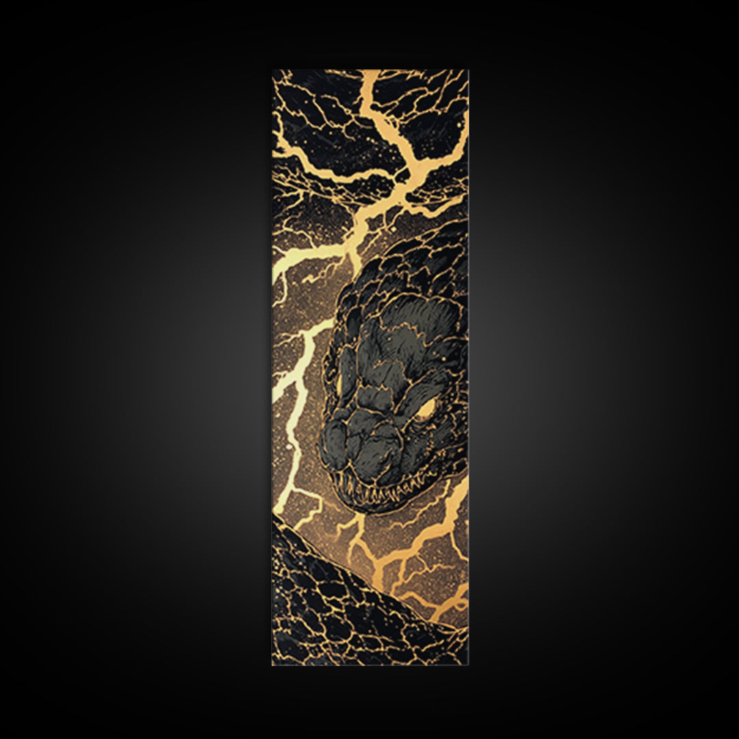 Jormungandr Serpent Canvas Gold Art Canvas Art | Norse Mythology World Serpent Wall Art | Viking Decor Office Gift with Real Wood Frame