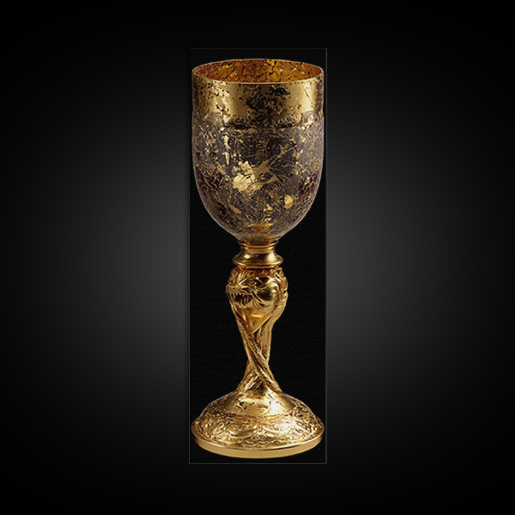 Golden Chalice Canvas Art Print, Wood Framed Canvas Art, Nordic Wall Art, Canvas Gold Art Print