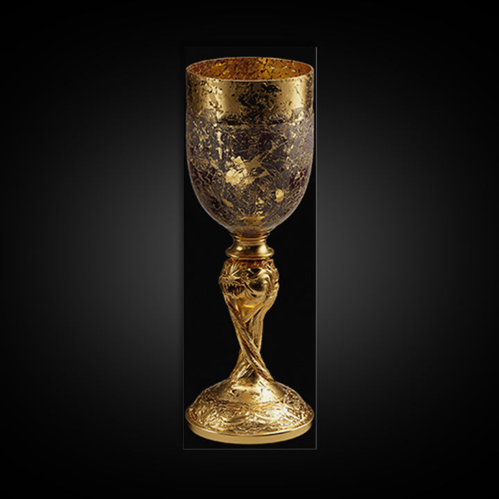 Golden Chalice Canvas Art Print, Wood Framed Canvas Art, Nordic Wall Art, Canvas Gold Art Print