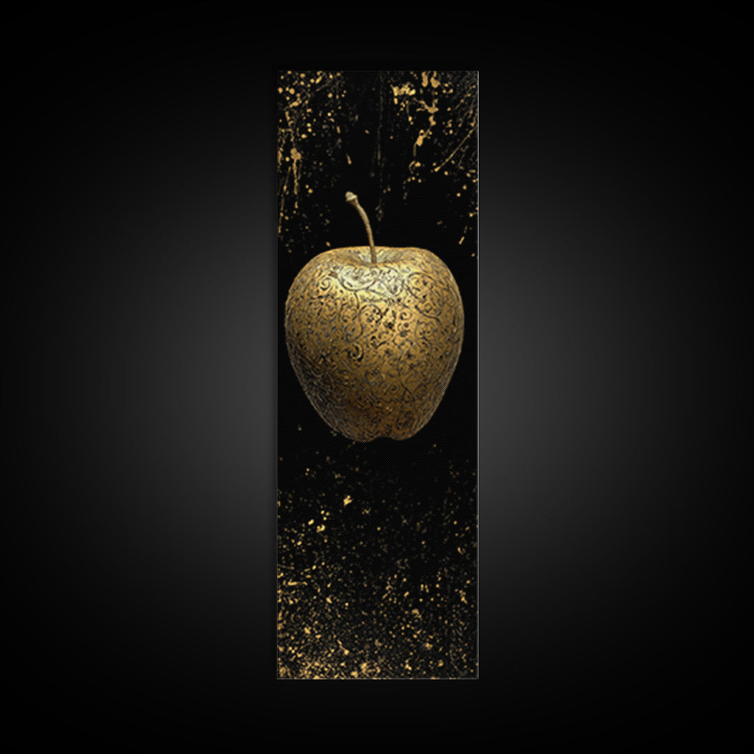 Golden Apple of Idunn Canvas Gold Art Canvas Art, Norse Mythology Wall Decor, Viking Man Cave or Office Art in natural wood frame