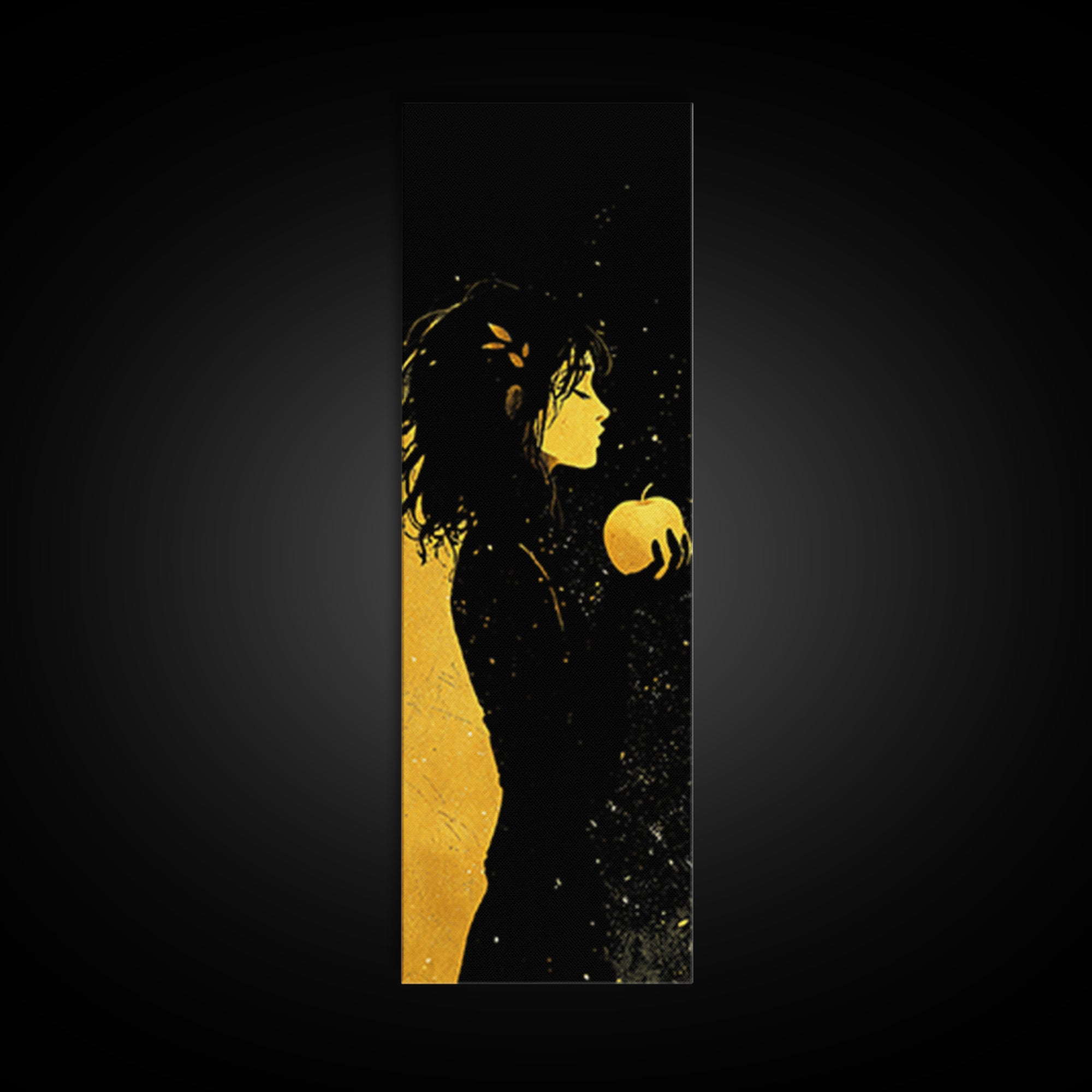 Idunn with Golden Apple Canvas Gold Art – Norse Goddess Canvas Art, Viking Mythology wall décor framed in natural wood