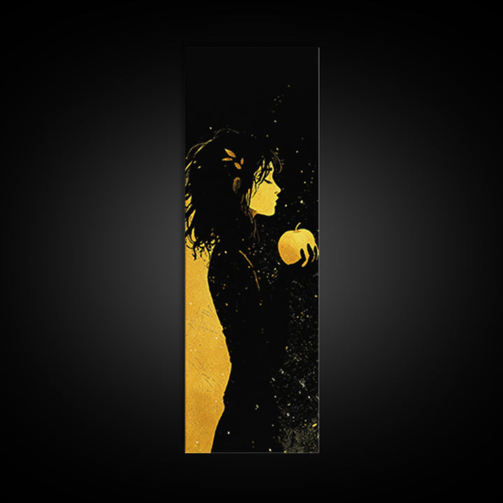 Idunn with Golden Apple Canvas Gold Art – Norse Goddess Canvas Art, Viking Mythology wall décor framed in natural wood