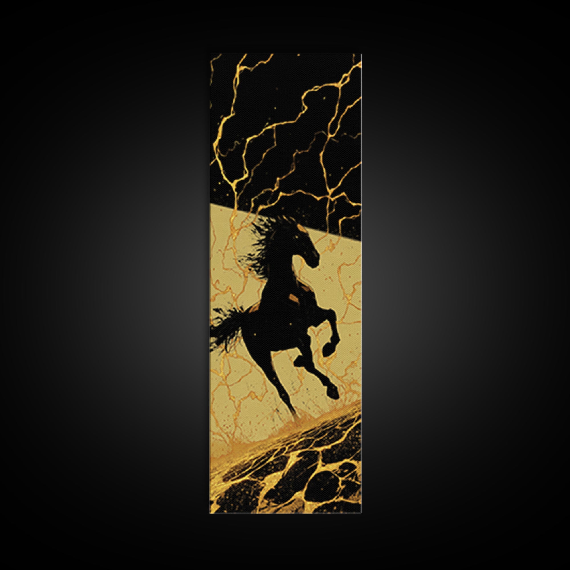 Sleipnir Odin’s Horse Canvas Gold Art, Viking Canvas Art Norse Mythology Decor, Nordic Warrior Office Wall Art Framed in Real Wood