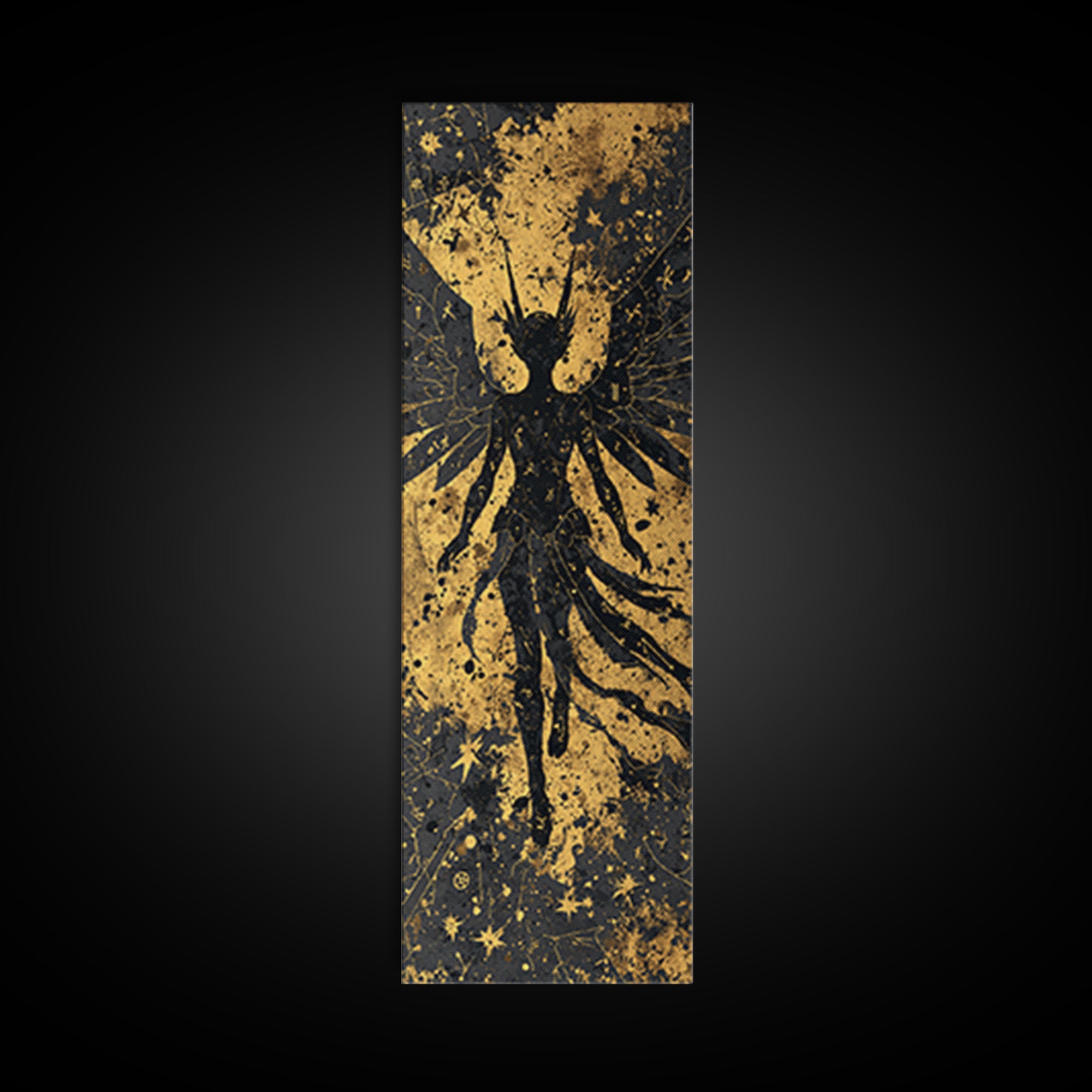 Canvas Gold Art Valkyrie Warrior Goddess, Norse Mythology Canvas Art in real wood frame, Nordic office wall decor or dad gift