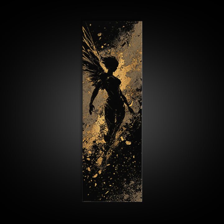 Valkyrie Canvas Gold Art Nordic Mythology Wall Decor, Canvas Art for Man Cave or Office, framed in natural wood for bold style
