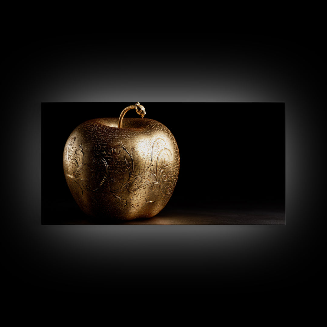 Golden Apple of Idunn Canvas Gold Art, Norse Mythology Canvas Art, Viking Wall Decor with real wood frame, unique man cave gift