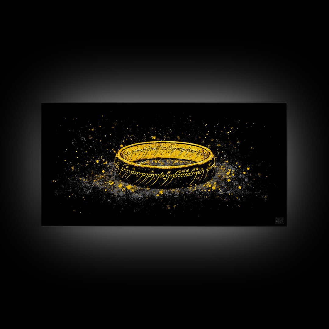 Norse Mythology Rune Ring Canvas Gold Art Viking Symbolic Canvas Art, Man Cave Wall Decor framed in authentic natural wood