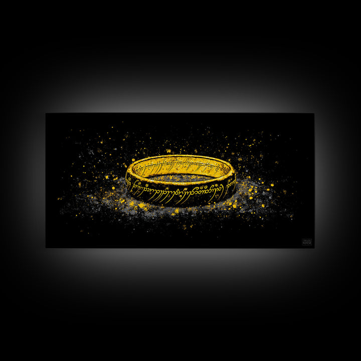 Norse Mythology Rune Ring Canvas Gold Art Viking Symbolic Canvas Art, Man Cave Wall Decor framed in authentic natural wood