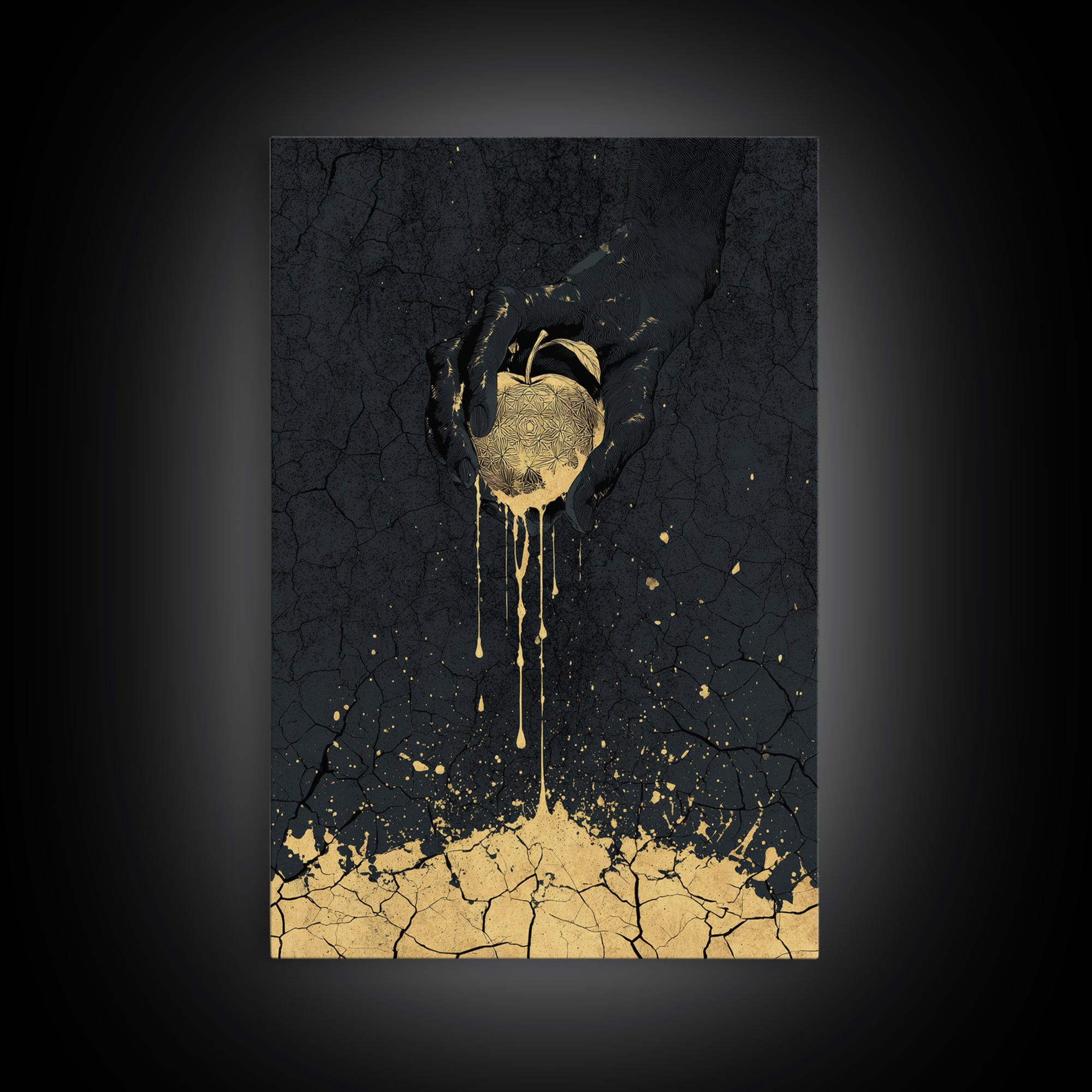 Golden Apple of Idunn Canvas Gold Art Canvas Art | Norse Myth Wall Decor Viking Symbol | Gift for Men | Framed in Real Wood