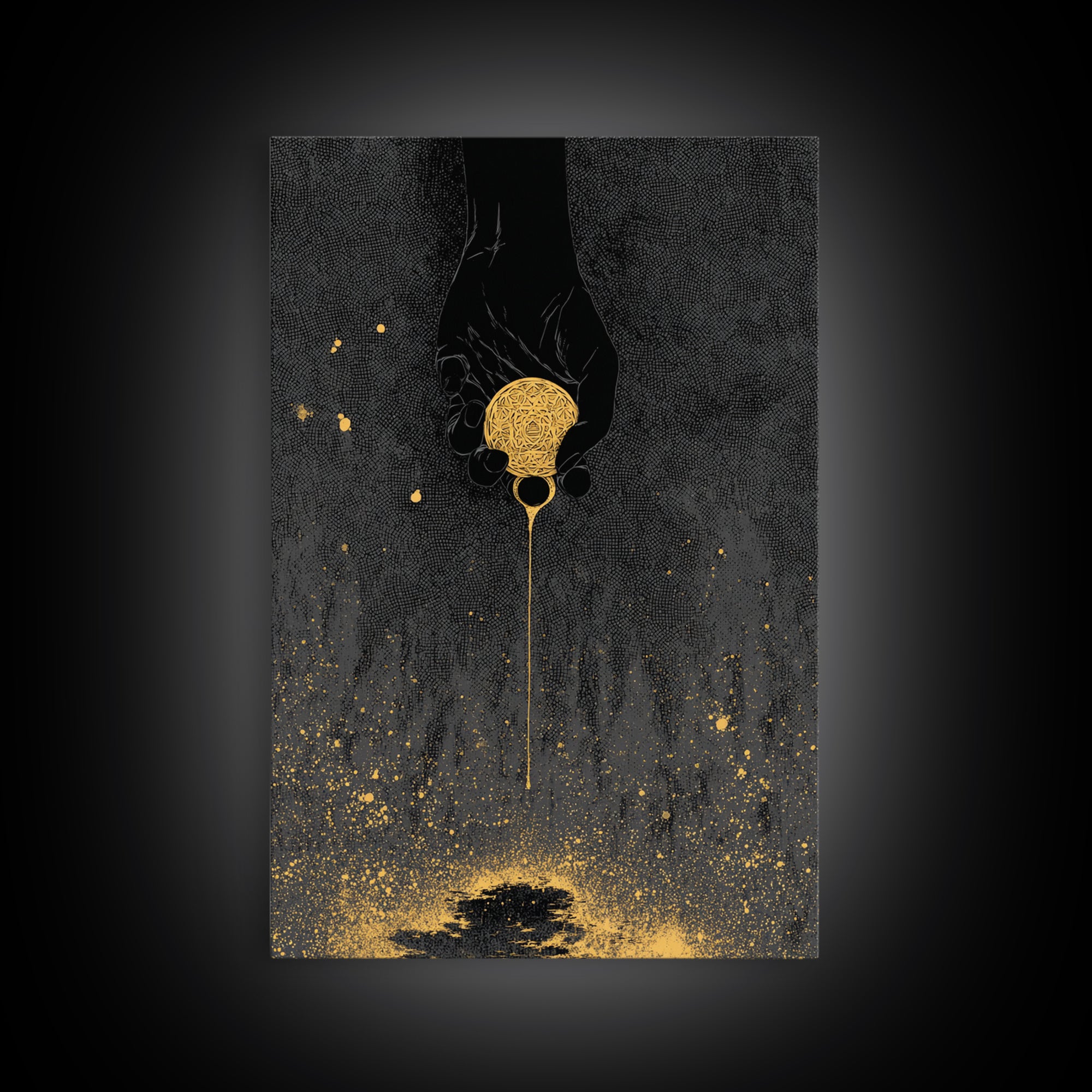 Eternal Golden Apple Canvas Gold Art Canvas Art | Norse Myth Decor | Pagan Wall Art for Office or Man Cave | Framed with Wood