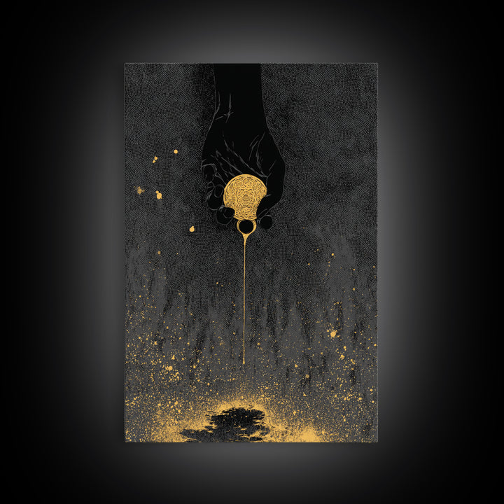 Eternal Golden Apple Canvas Gold Art Canvas Art | Norse Myth Decor | Pagan Wall Art for Office or Man Cave | Framed with Wood