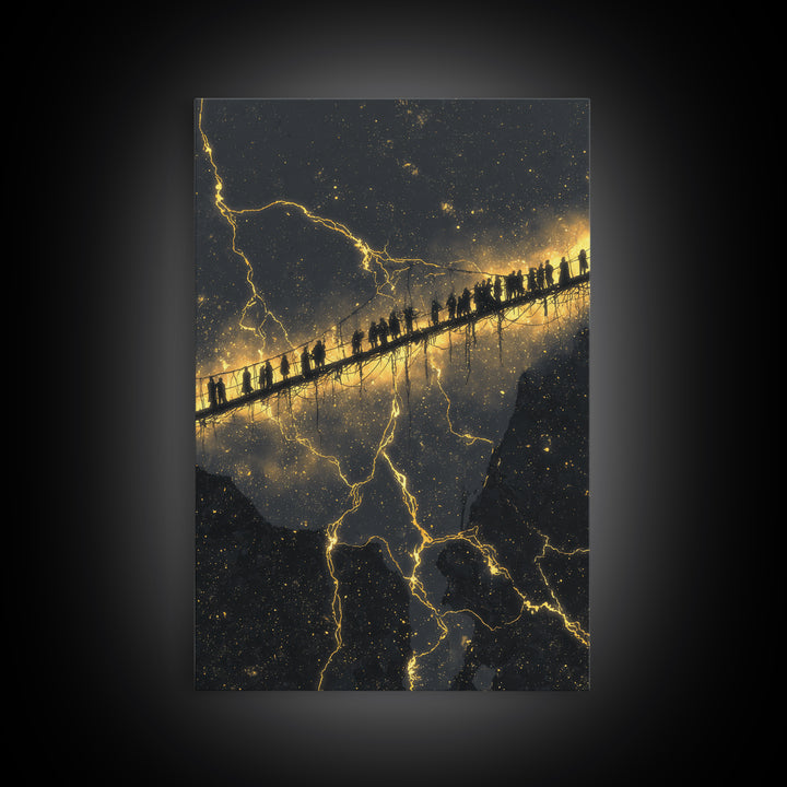 Helheim Norse Underworld Gate Canvas Gold Art Canvas Art Viking Mythology Wall Decor Dark Office Man Cave framed in real wood